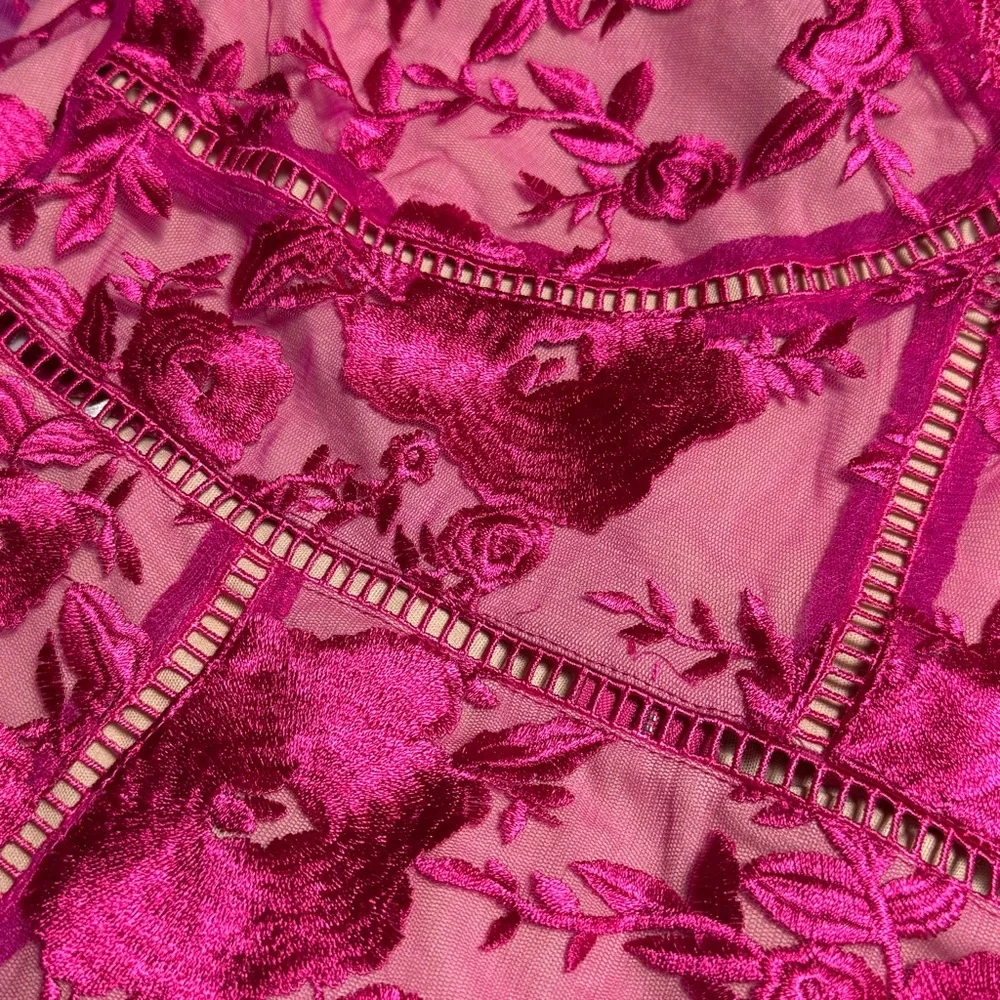 LULUS Deeply Cherished Hot Pink Lace Midi Dress XL - Picture 11 of 13